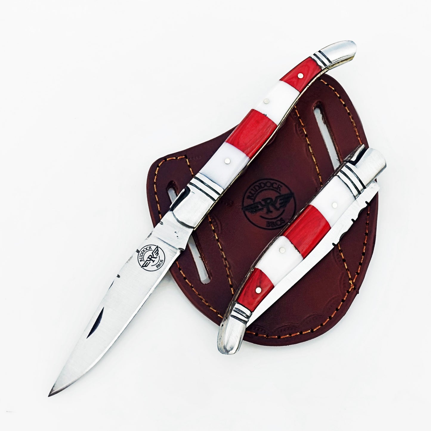 Ruddock Bros - The Red White Monsignor Folding Knife - Stainless Steel