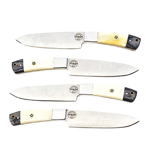 Ruddock Bros 4 piece steak knife set with natural horn and hardwood handle and stainless steel blade Ruddock El Paso Texas