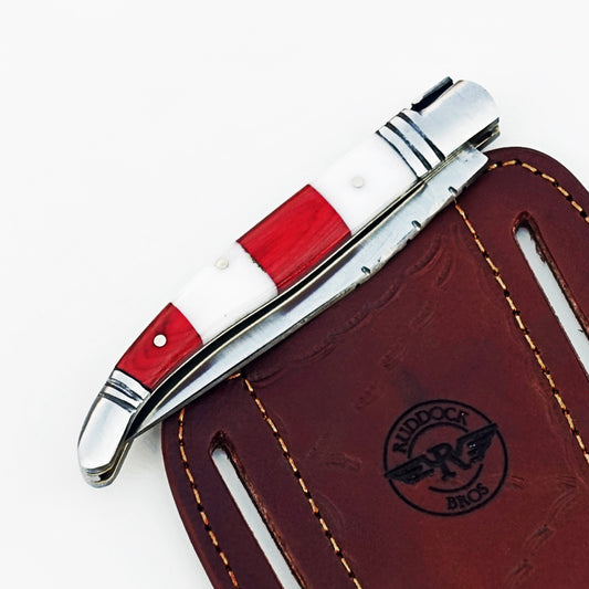 Ruddock Bros - The Red White Monsignor Folding Knife - Stainless Steel