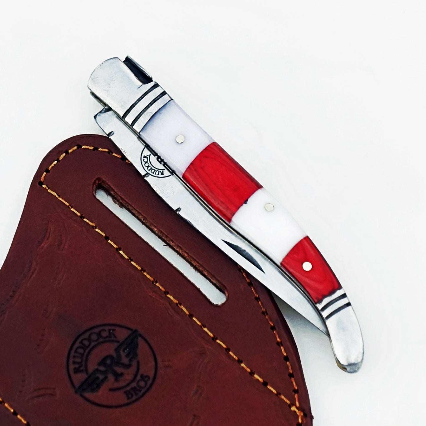 Ruddock Bros - The Red White Monsignor Folding Knife - Stainless Steel