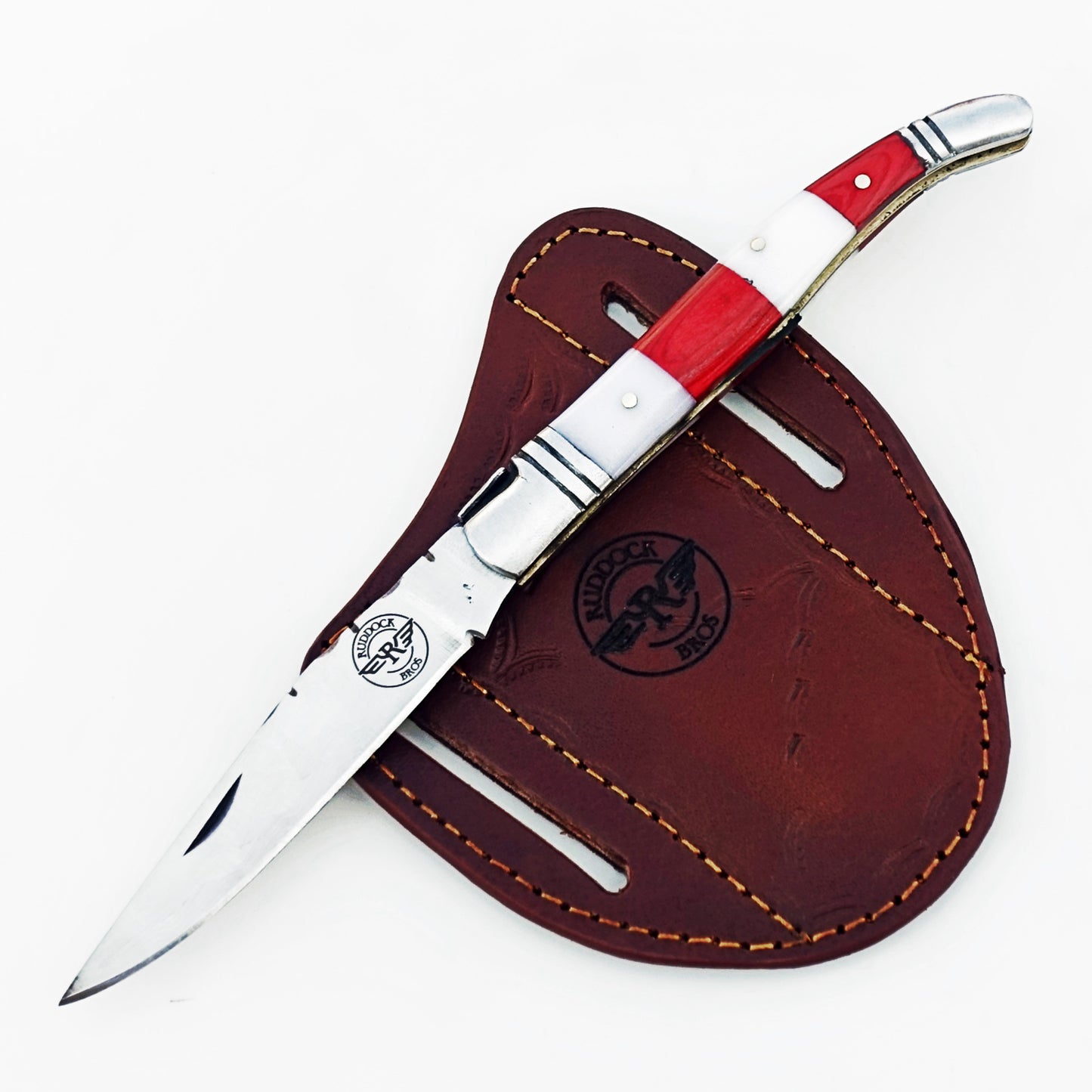 Ruddock Bros - The Red White Monsignor Folding Knife - Stainless Steel
