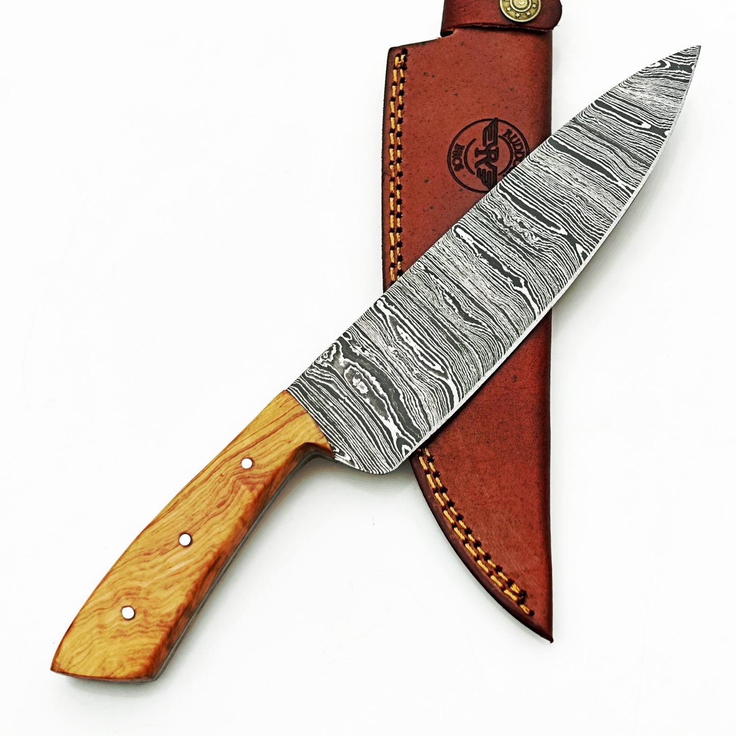 Ruddock Bros - Olivewood Chef Knife - Damascus Steel - 12"