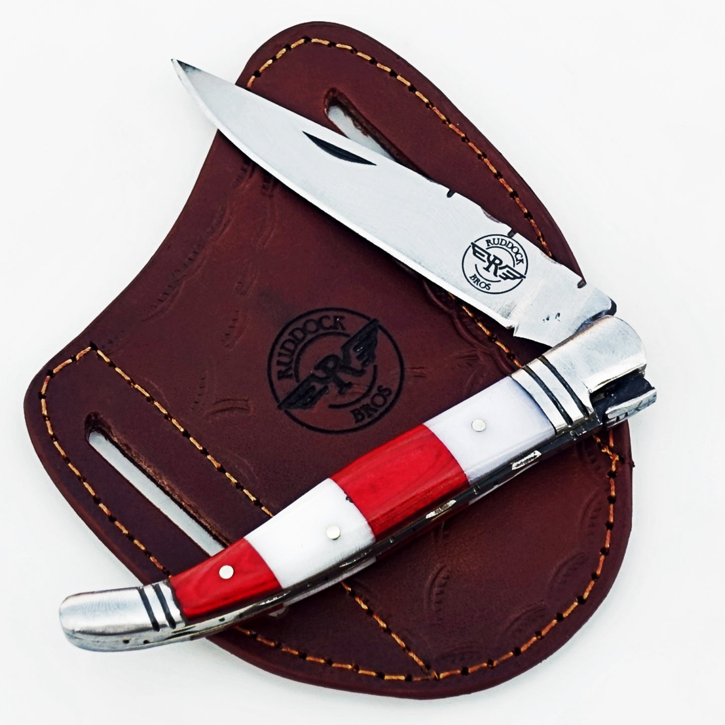 Ruddock Bros - The Red White Monsignor Folding Knife - Stainless Steel