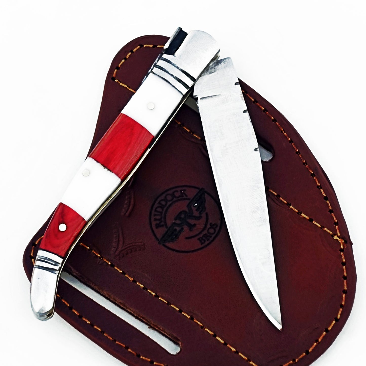 Ruddock Bros - The Red White Monsignor Folding Knife - Stainless Steel