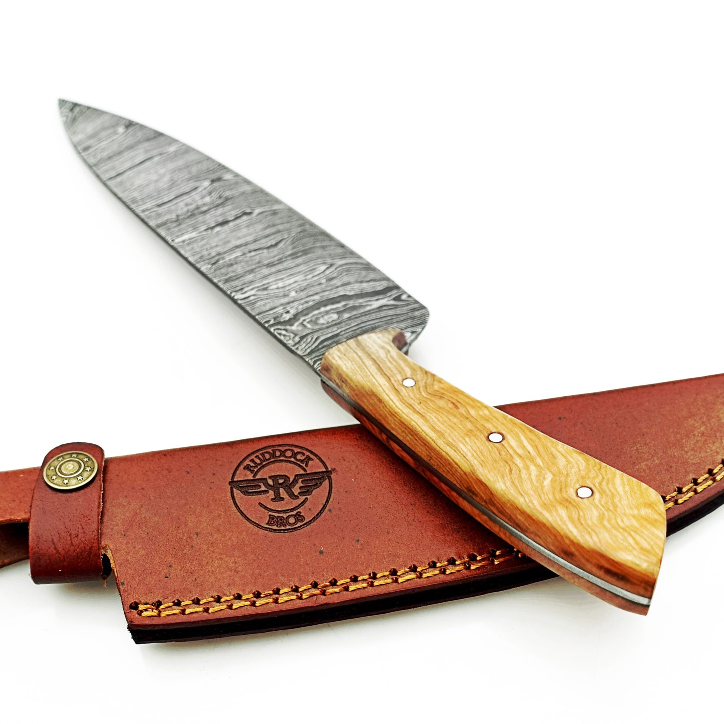 Ruddock Bros - Olivewood Chef Knife - Damascus Steel - 12"
