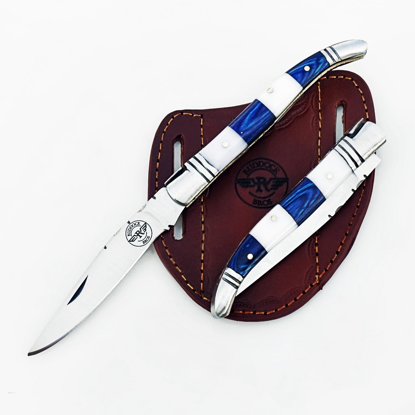 Ruddock Bros - The Blue White Monsignor Folding Knife - Stainless Steel