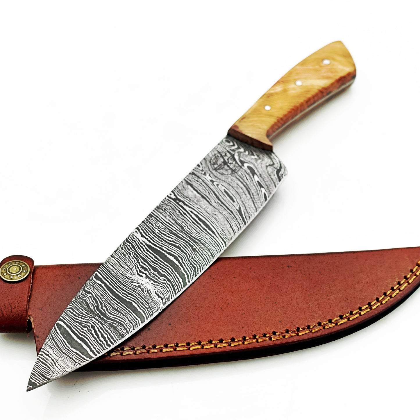 Ruddock Bros - Olivewood Chef Knife - Damascus Steel - 12"