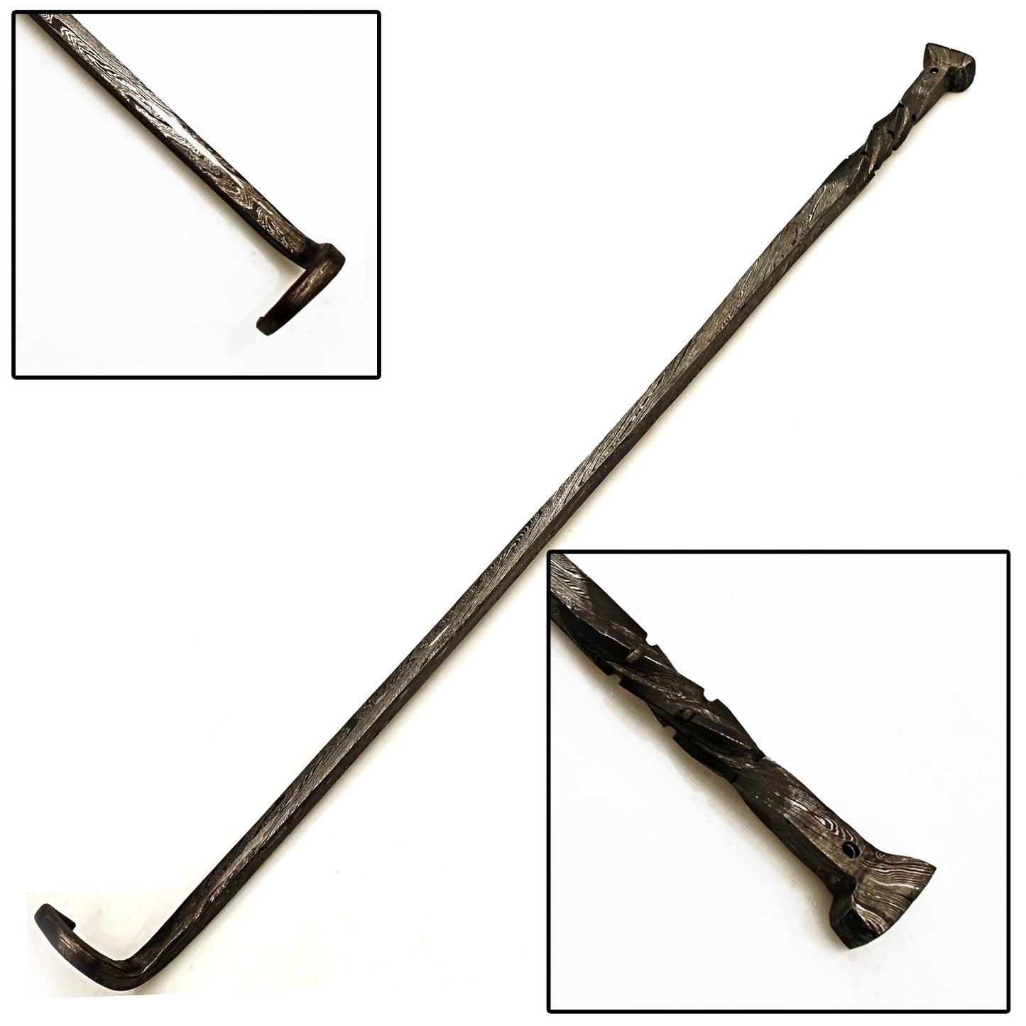 Damascus Steel pigtail meat flipper by Ruddock Bros El Paso Texas Ruddock Shirts