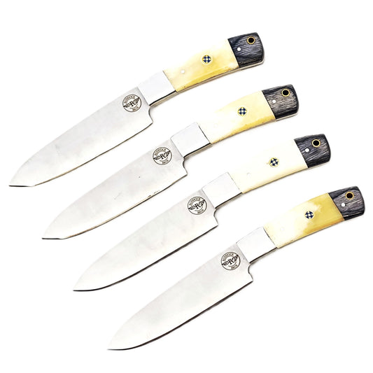 Ruddock Bros 4 piece steak knife set with natural horn and hardwood handle and stainless steel blade Ruddock El Paso Texas