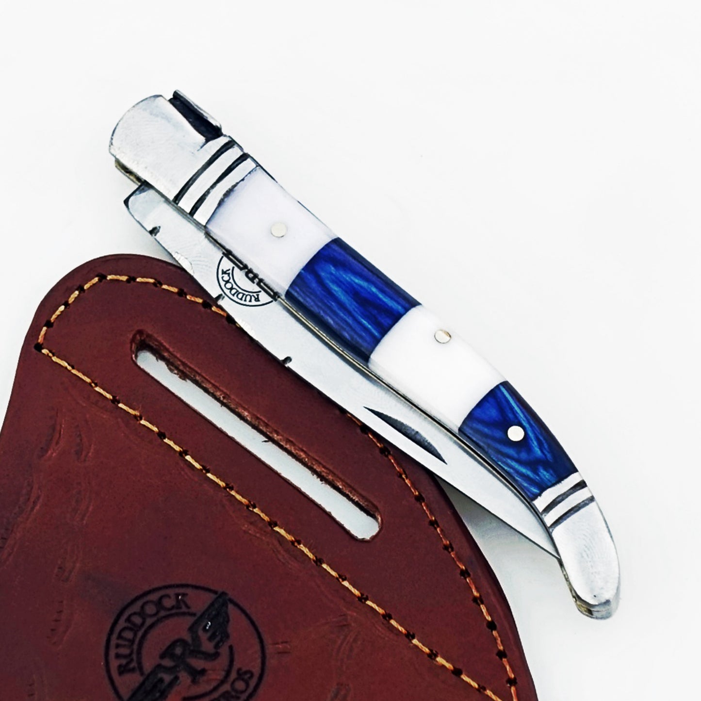 Ruddock Bros - The Blue White Monsignor Folding Knife - Stainless Steel