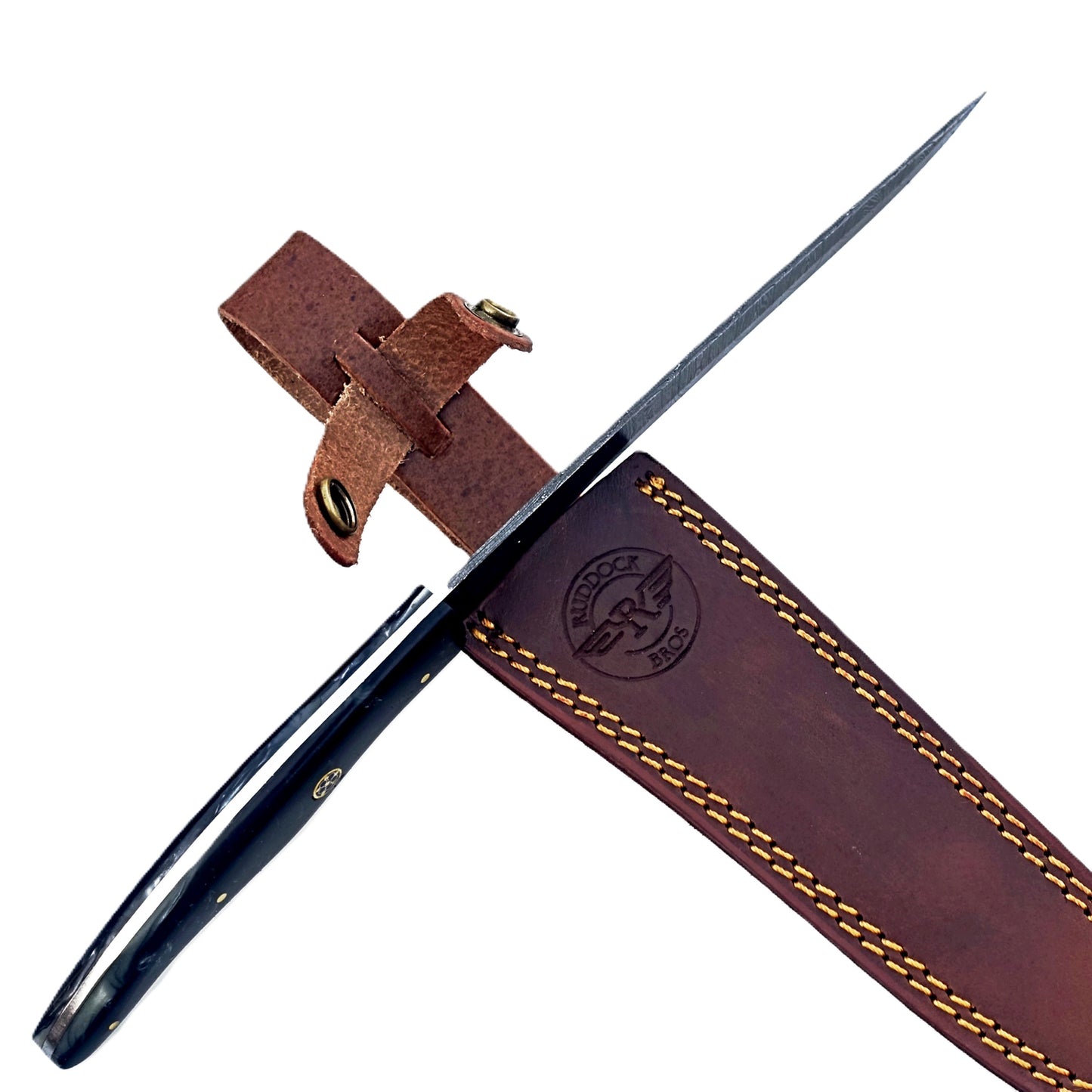 Fillet knife by Ruddock Bros with resin handle and Damascus steel blade