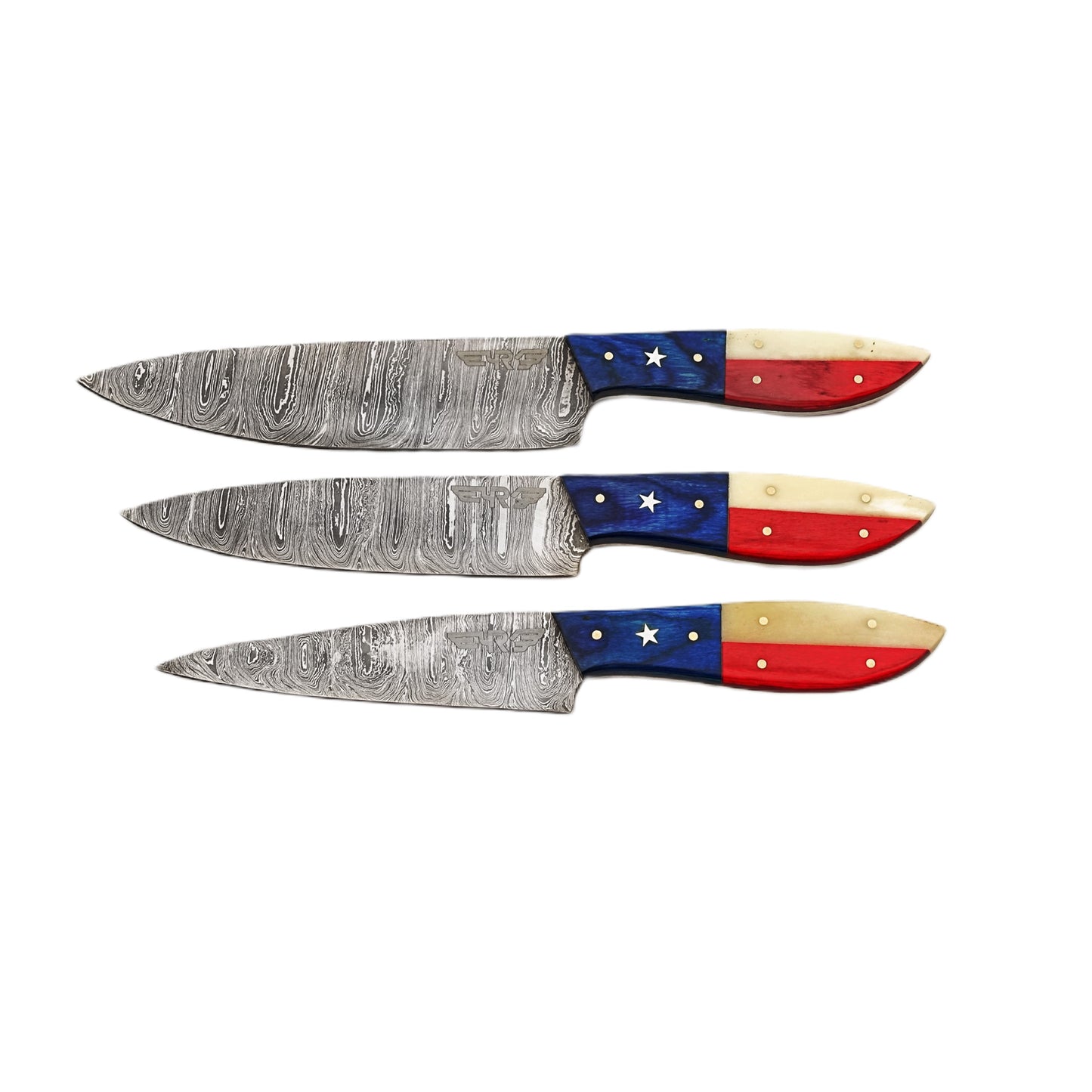 Ruddock Bros - Lone Star 3 Piece Chef Set - Damascus Steel