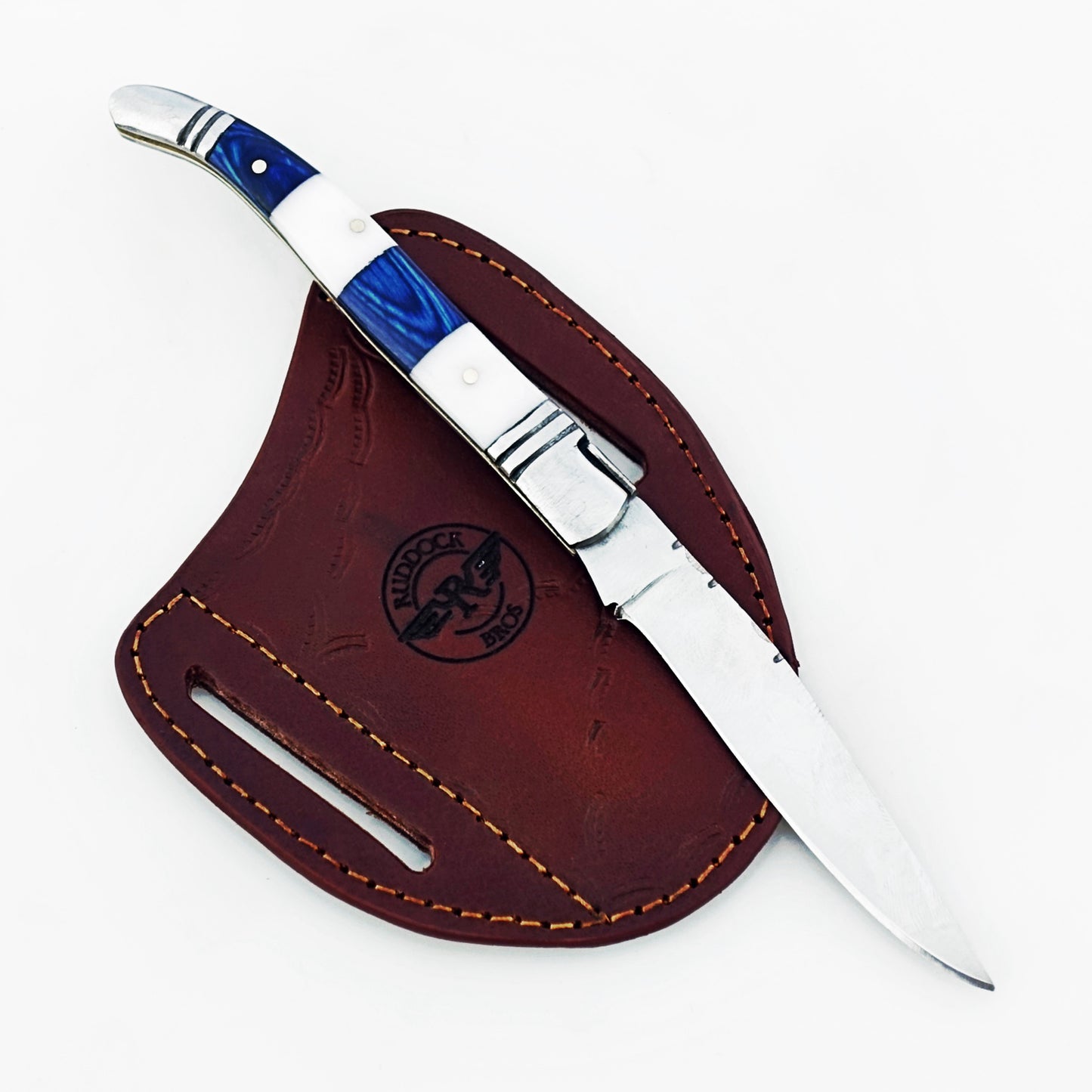 Ruddock Bros - The Blue White Monsignor Folding Knife - Stainless Steel