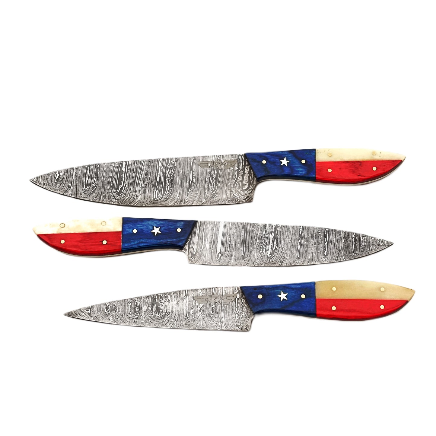 Ruddock Bros - Lone Star 3 Piece Chef Set - Damascus Steel