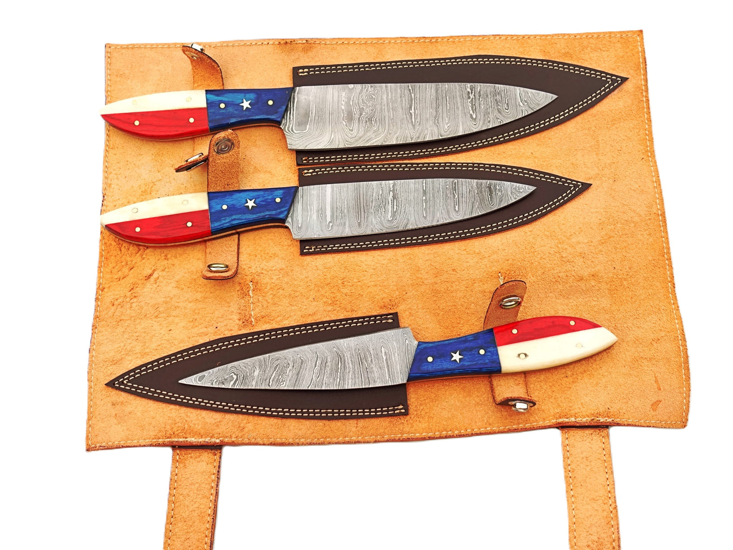 Ruddock Bros - Lone Star 3 Piece Chef Set - Damascus Steel