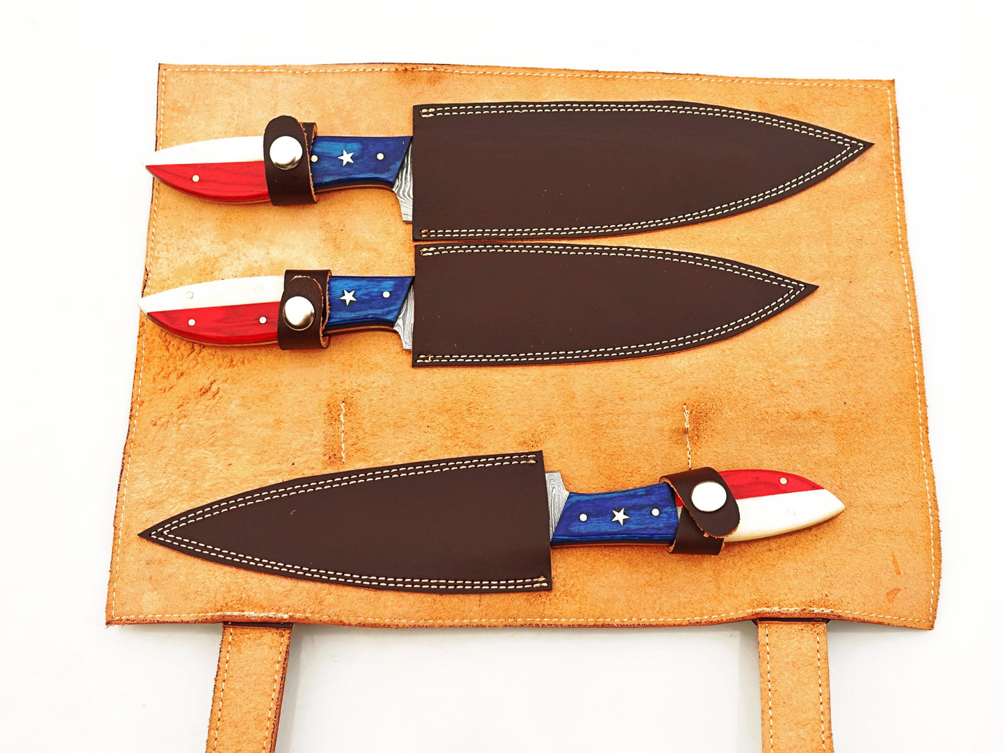Ruddock Bros - Lone Star 3 Piece Chef Set - Damascus Steel
