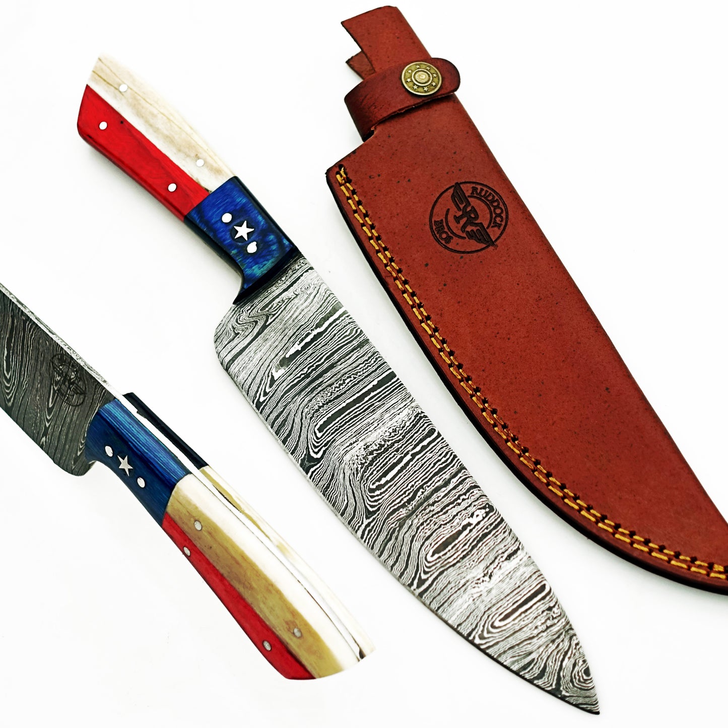 Ruddock Bros - Lone Star Chef Knife - Damascus Steel - 12"