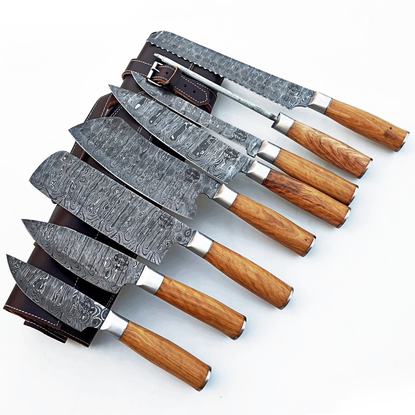 Ruddock Bros - Olive Wood Grilling Knife Set - Damascus Steel