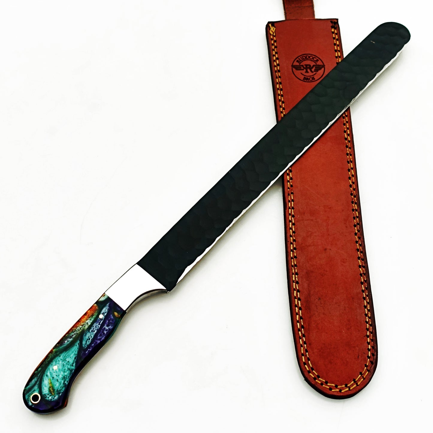 Ruddock Bros - Horned Frog Brisket Knife - Blackened Steel - 17" Overall Length