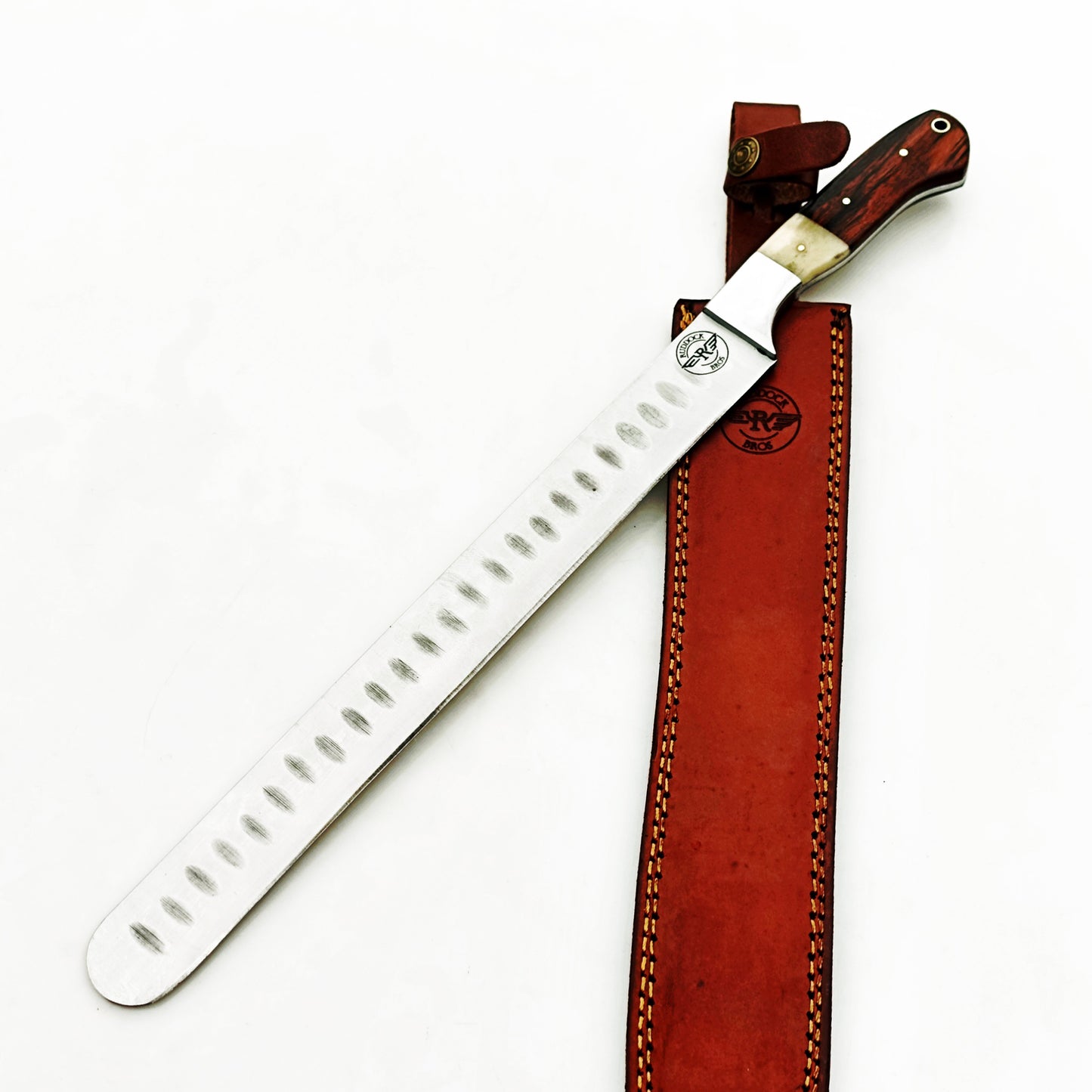 Ruddock Bros - Walnut and Bone Handle Brisket Knife - Stainless Steel - 17" Overall Length
