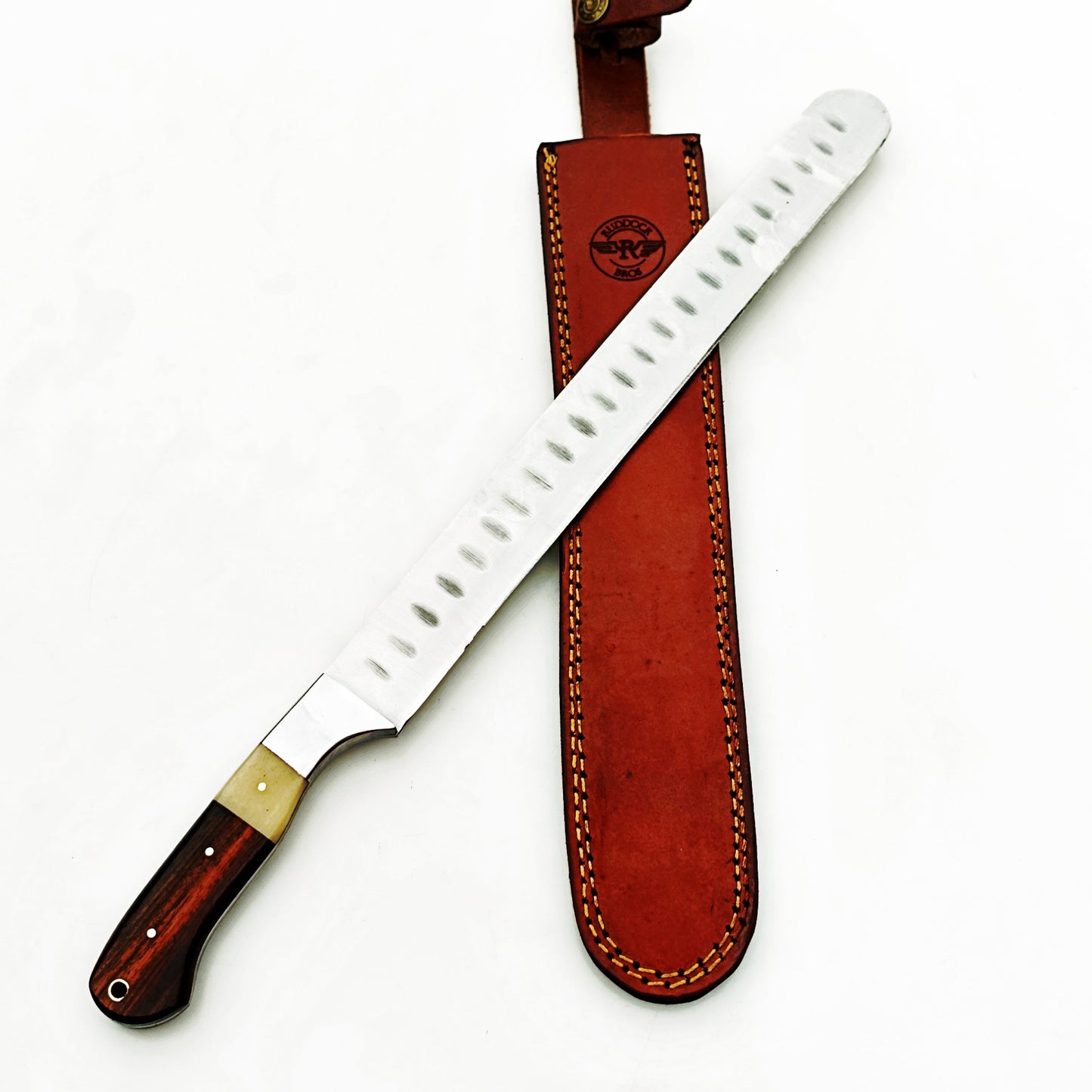 Ruddock Bros - Walnut and Bone Handle Brisket Knife - Stainless Steel - 17" Overall Length