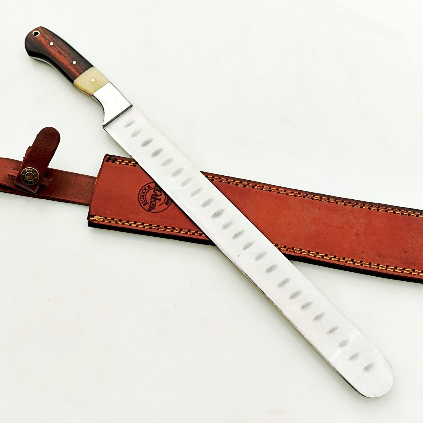 Ruddock Bros - Walnut and Bone Handle Brisket Knife - Stainless Steel - 17" Overall Length