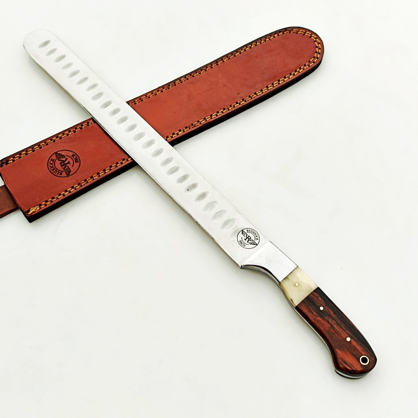 Ruddock Bros - Walnut and Bone Handle Brisket Knife - Stainless Steel - 17" Overall Length