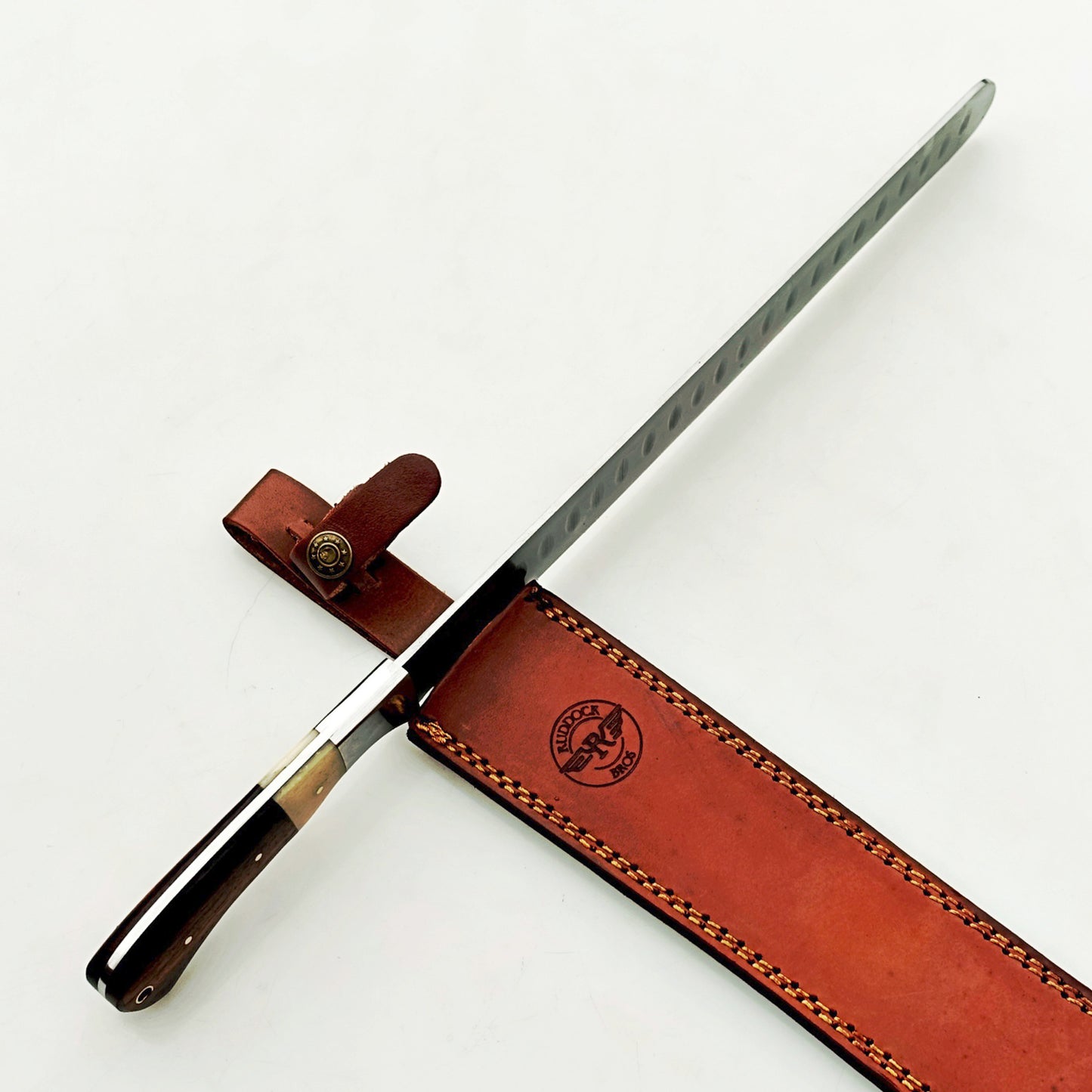 Ruddock Bros - Walnut and Bone Handle Brisket Knife - Stainless Steel - 17" Overall Length