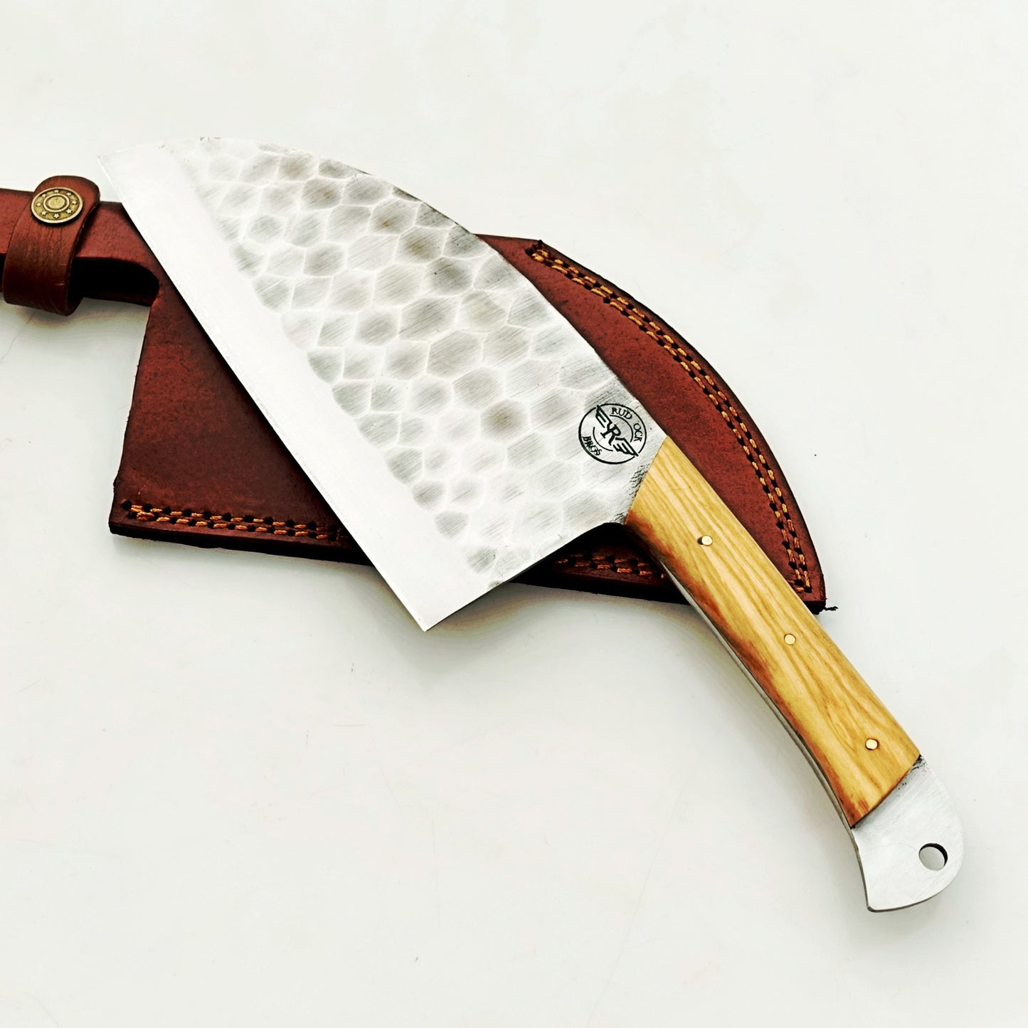 Ruddock Bros - Olivewood Serbian Cleaver - Damascus Steel