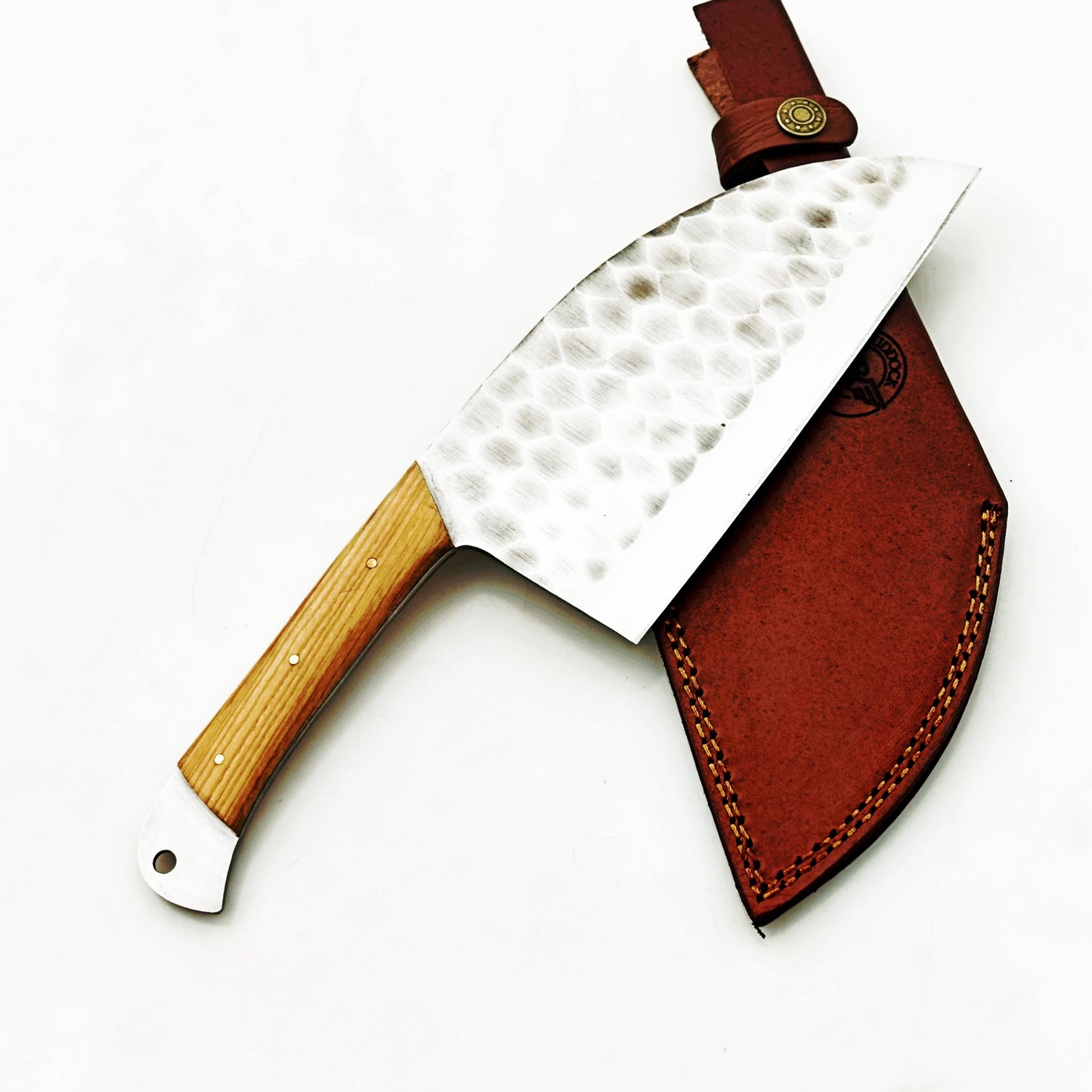 Ruddock Bros - Olivewood Serbian Cleaver - Damascus Steel