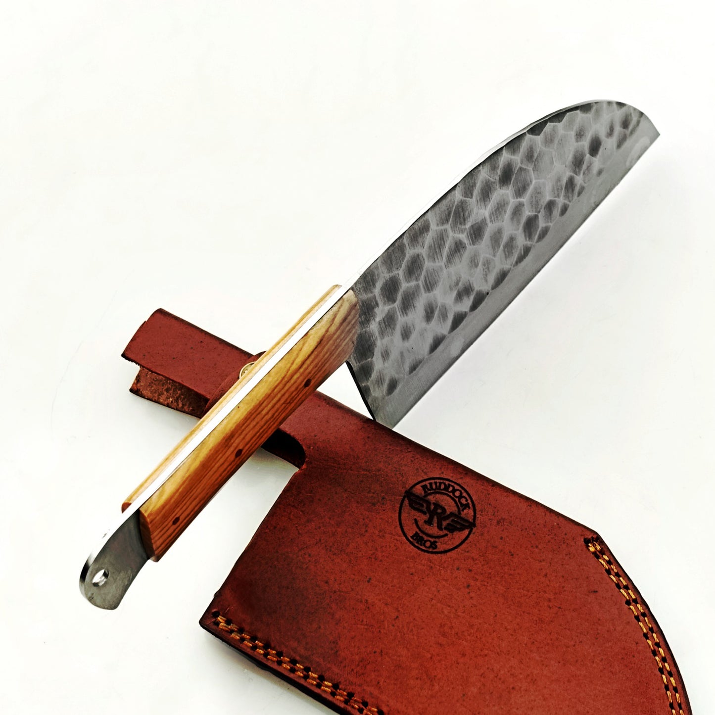 Ruddock Bros - Olivewood Serbian Cleaver - Damascus Steel