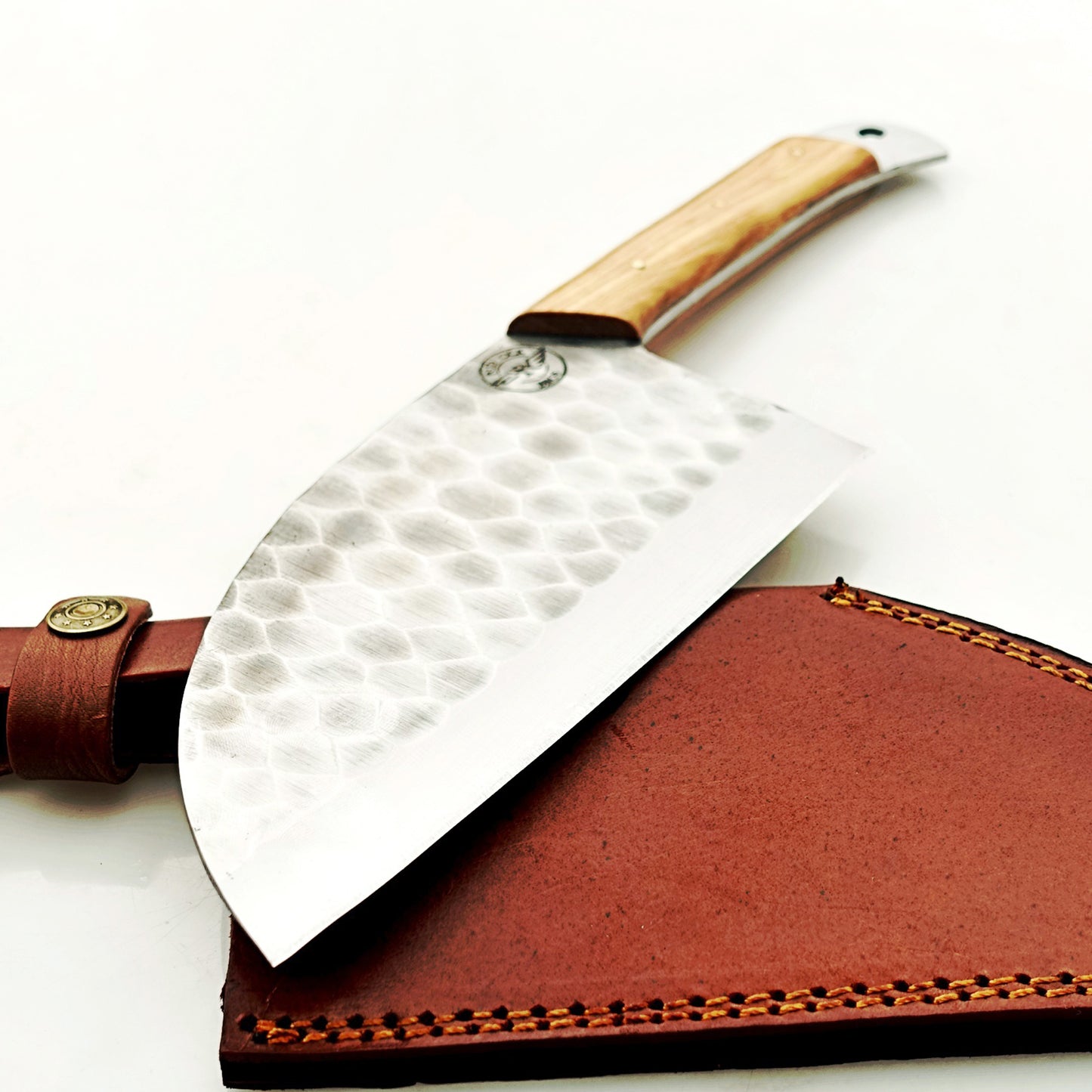 Ruddock Bros - Olivewood Serbian Cleaver - Damascus Steel