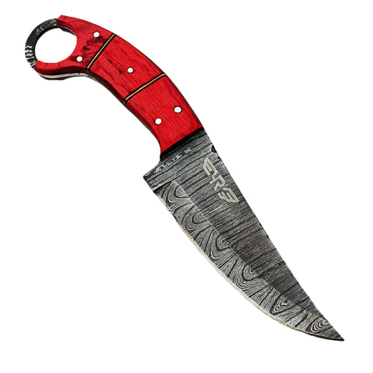 Ruddock Bros - The Cardinal - Ring Handle Utility Knife - Damascus Steel