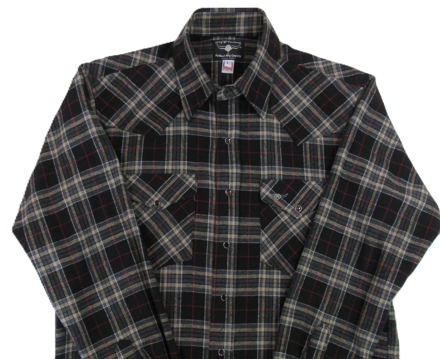 Flying R Ranchwear - Desert Canyon Plaid Flannel - Midnight Black - Long Sleeve