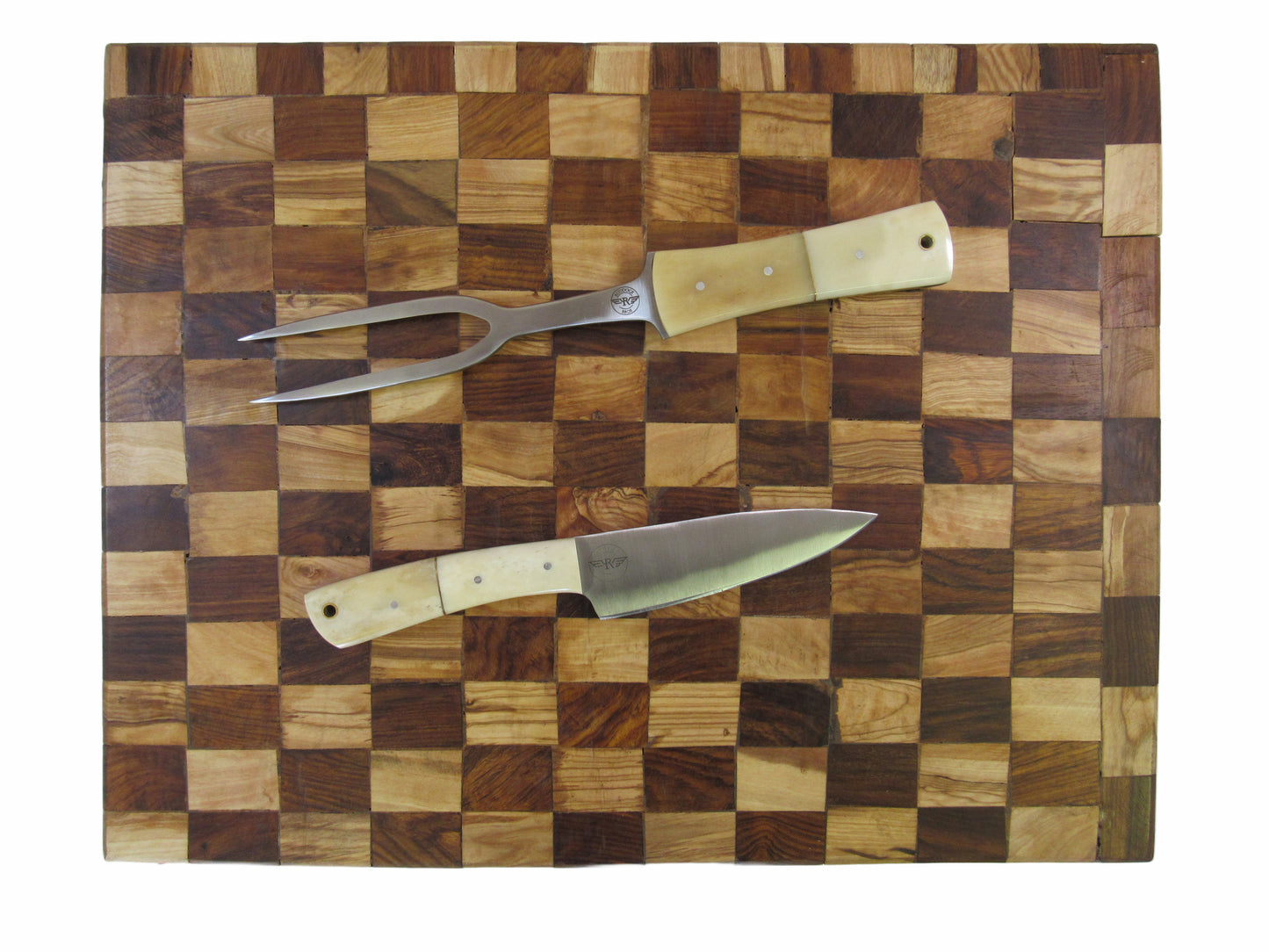 Ruddock Bros 3 piece carving set with natural bone handles and stainless Steel blades Ruddock El Paso Texas