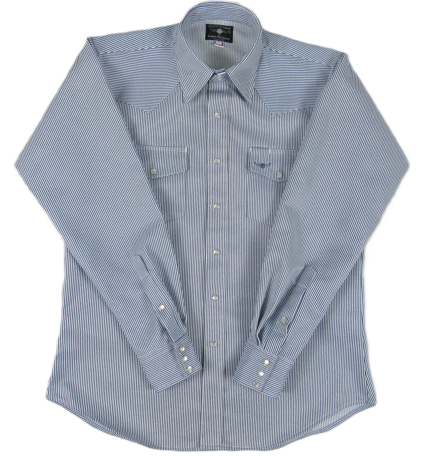 Clearance - Flying R Ranchwear - Denim Hickory Stripe - Blue & White - Long Sleeve