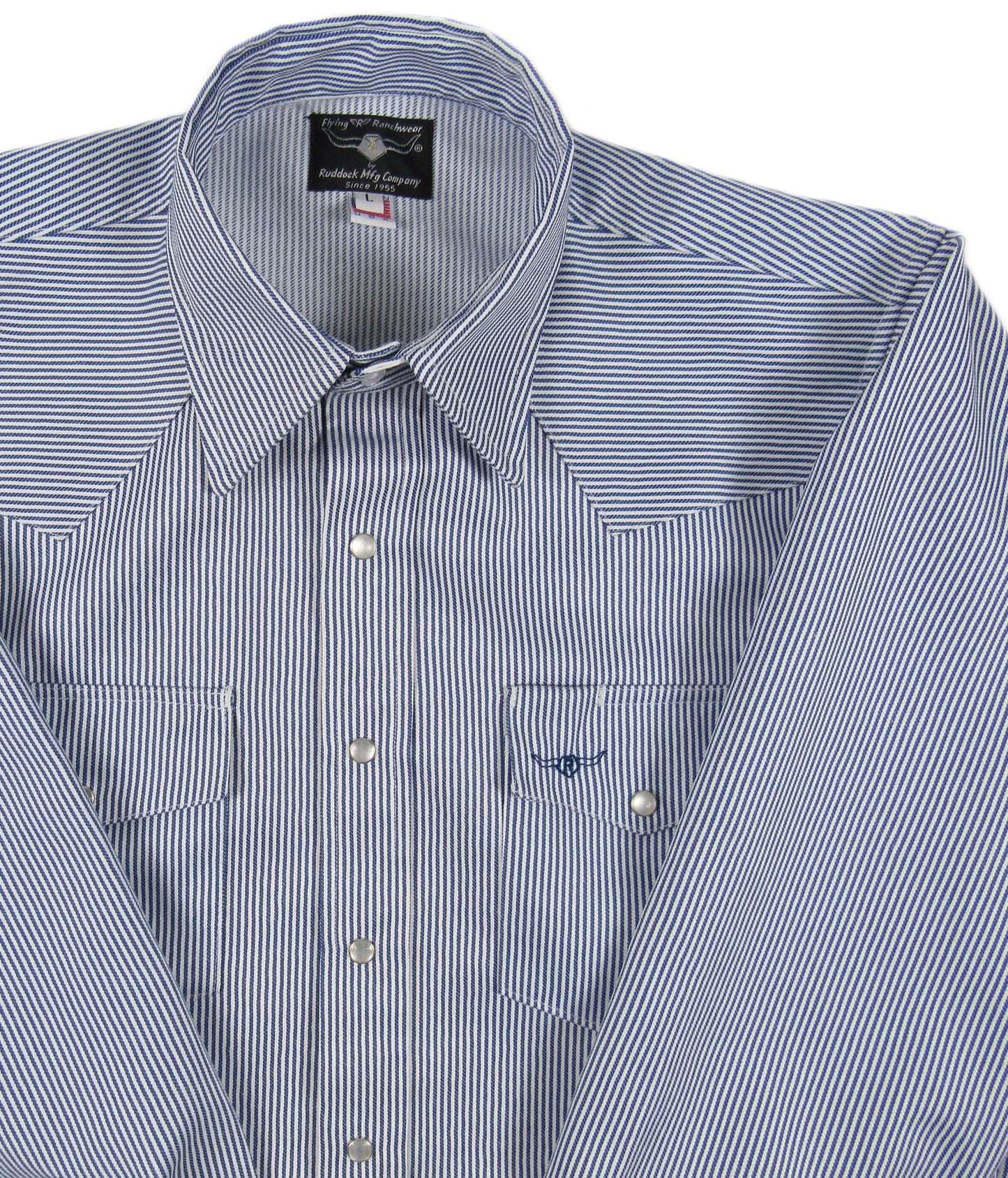 Clearance - Flying R Ranchwear - Denim Hickory Stripe - Blue & White - Long Sleeve