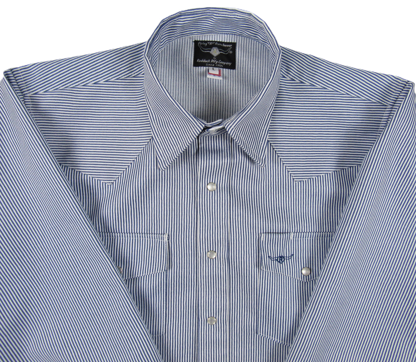 Flying R Ranchwear - Denim Hickory Stripe - Blue & White - Long Sleeve