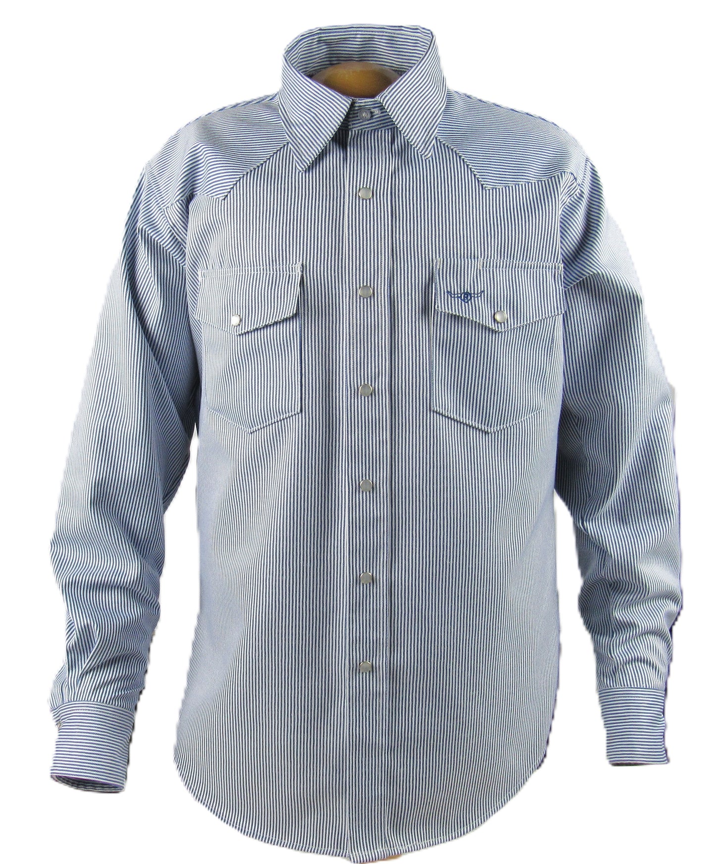 Clearance - Flying R Ranchwear - Denim Hickory Stripe - Blue & White - Long Sleeve