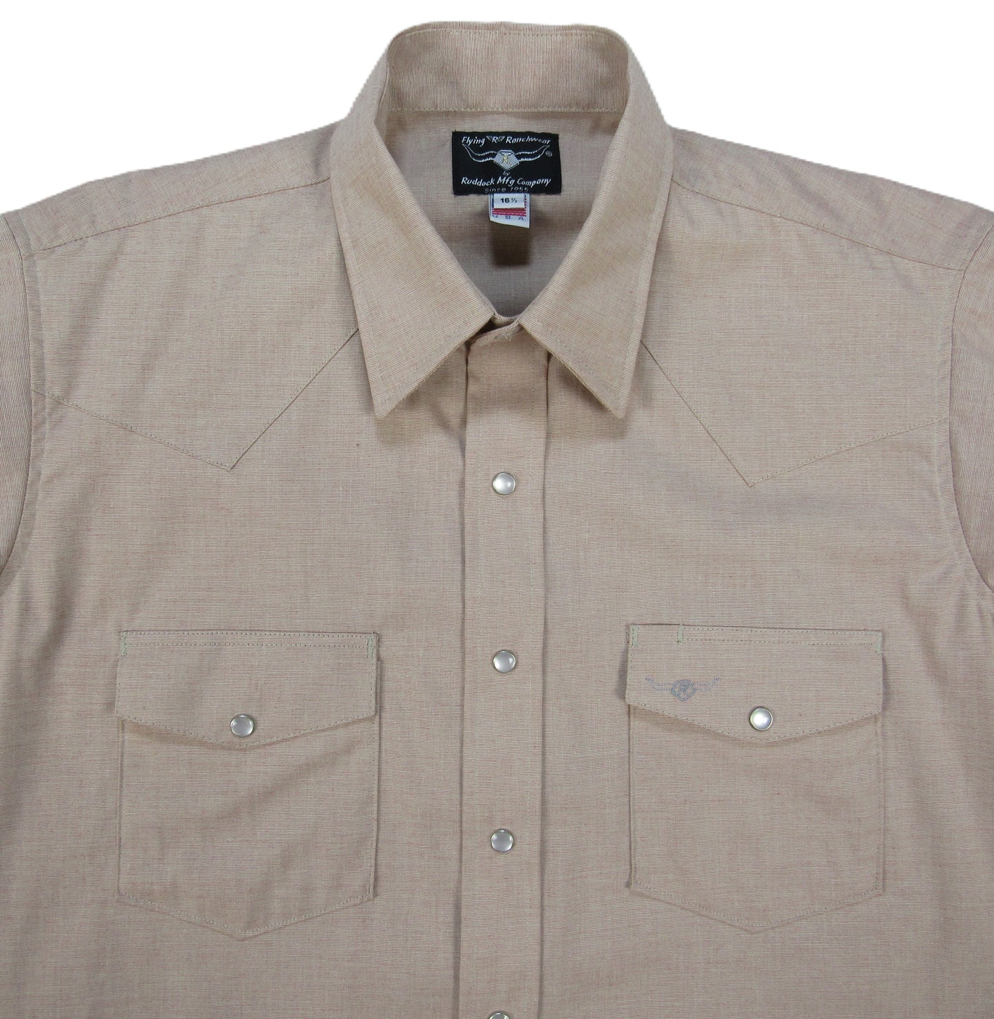 Dusty Salmon solid short sleeve snap shirt by Flying R Ranchwear Made in USA ~ American Made Ruddock Shirts