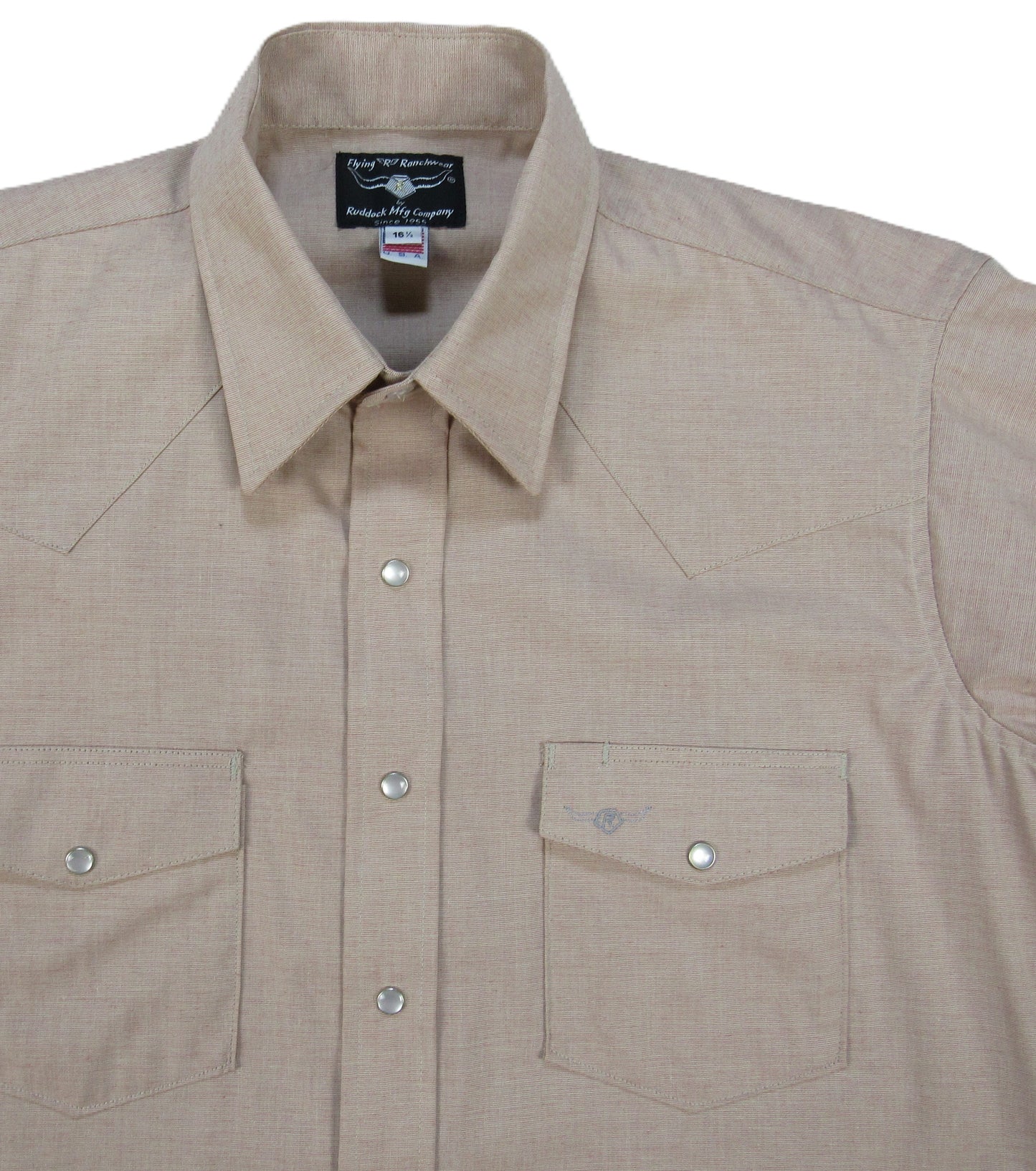 Dusty Salmon solid short sleeve snap shirt by Flying R Ranchwear Made in USA ~ American Made Ruddock Shirts