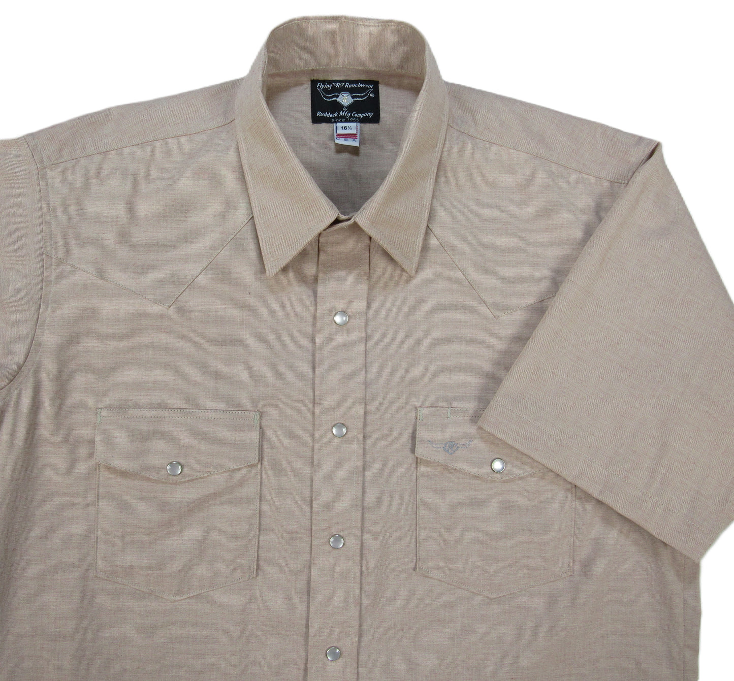 Dusty Salmon solid short sleeve snap shirt by Flying R Ranchwear Made in USA ~ American Made Ruddock Shirts