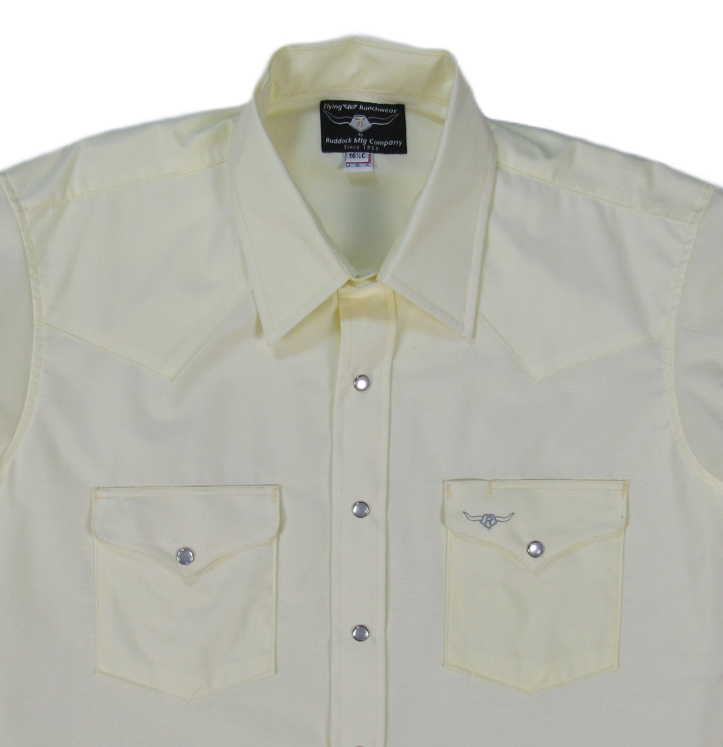 Flying R Ranchwear - Western Solid - Pale Yellow - Short Sleeve Snaps