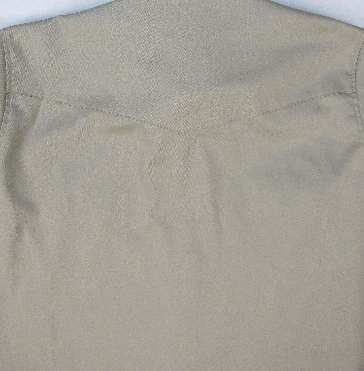 Khaki twill shirt by Flying R Ranchwear Made in USA by Ruddock Shirts El Paso Texas Snaps