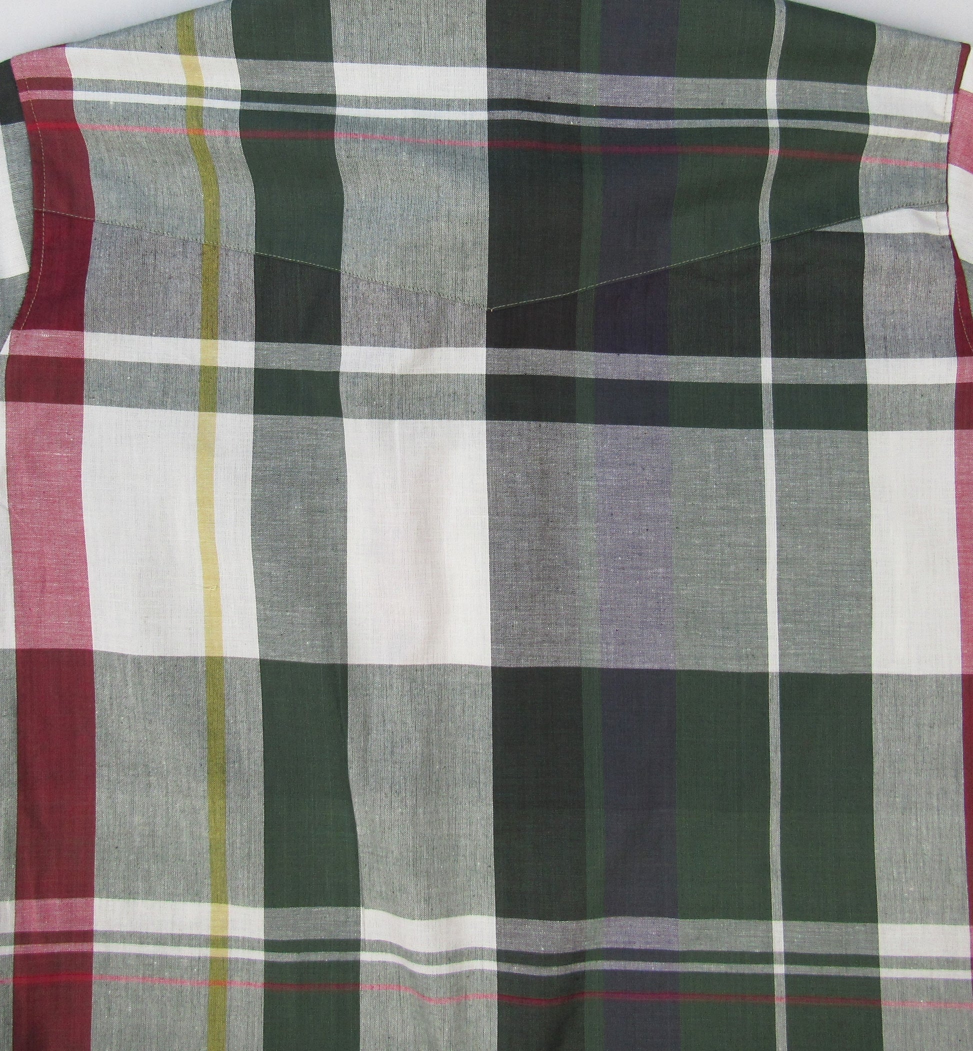 Olive Plaid shirt by Flying R Ranchwear Made in USA by Ruddock Shirts El Paso Texas Snaps