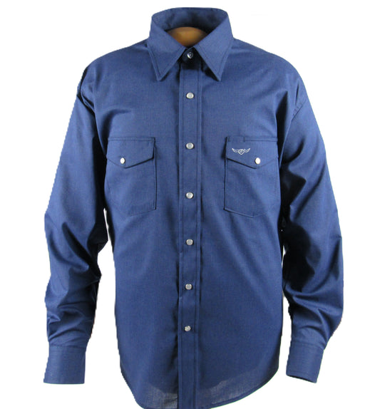 Sapphire Blue shirt by Flying R Ranchwear Made in USA by Ruddock Shirts El Paso Texas Snaps