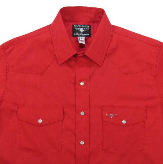 Bright Red Solid long sleeve snap shirt by Flying R Ranchwear Made in USA ~ American Made Ruddock Shirts