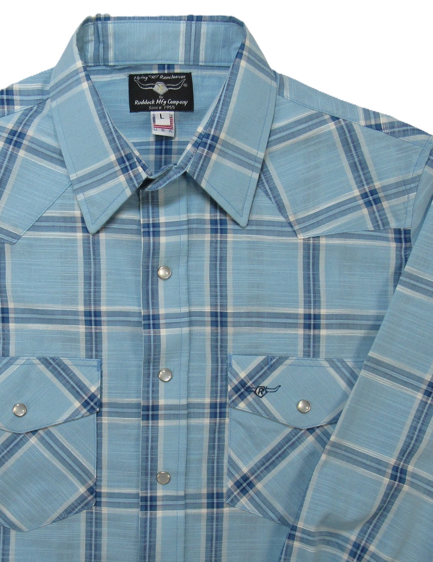 Flying R Ranchwear - Feather Plaids - Pale Blue - Long Sleeve - NEW FIT