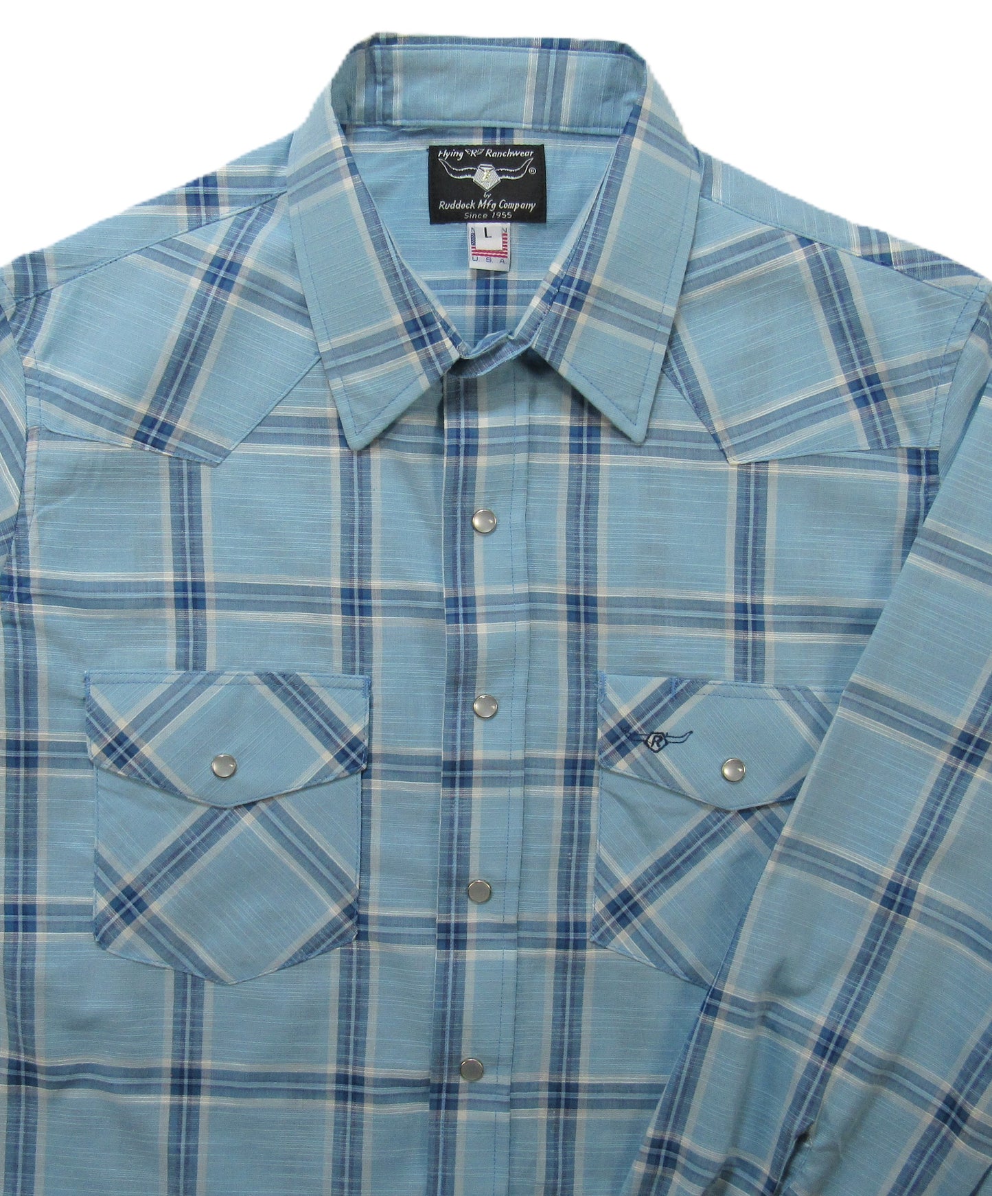 Flying R Ranchwear - Feather Plaids - Pale Blue - Long Sleeve - NEW FIT