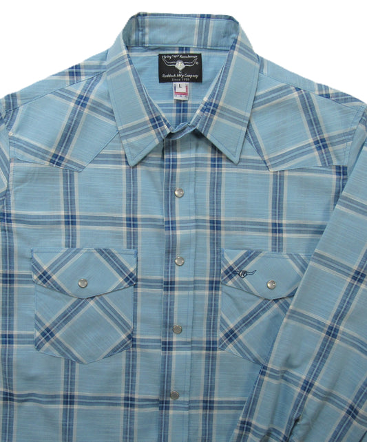 Flying R Ranchwear - Feather Plaids - Pale Blue - Long Sleeve - NEW FIT
